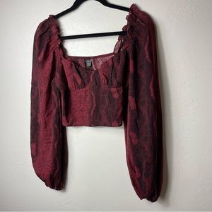 Shein Women’s Blouse Long Sleeve Cropped Snake Print Size Small